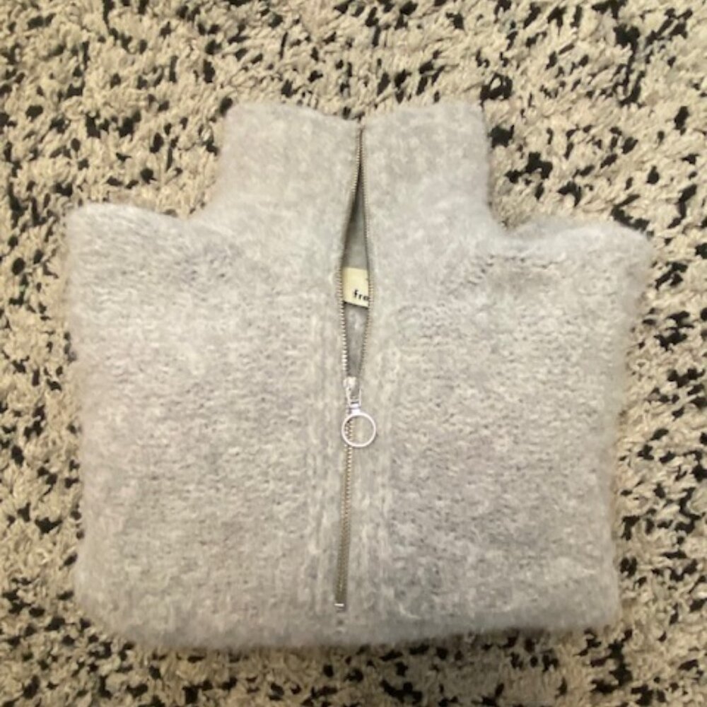 Wilfred Free Gwyneth Alpaca Wool 1/4 Zip Sweater Grey Size S - Picture 13 of 13
